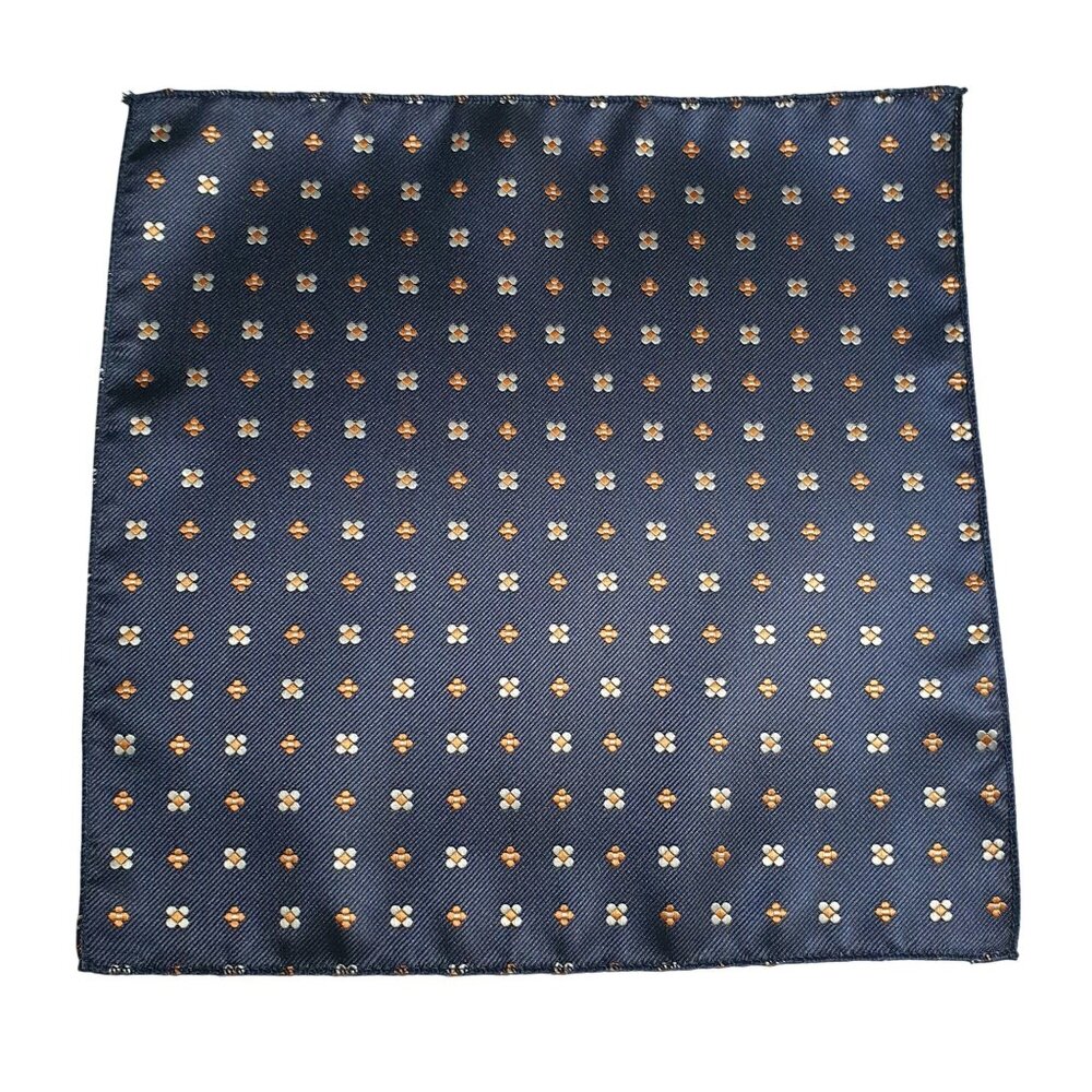Pocket Square Silk Formal Blue Orange White Floral Suit Wedding Prom Gift 9x9
